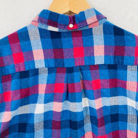 Barbour Flannel Shirt Mens XXL Tailored Fit Blue Red Button Down Long Sleeve - Picture 10 of 13